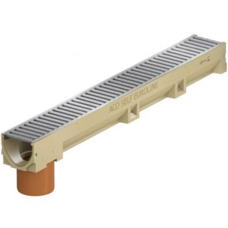 CANIVEAU ACO EUROLINE 100 AC SORTIE GRILLE GALVA 
